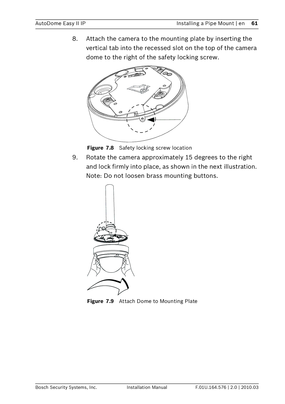 Bosch Appliances VEZ installation manual Safety locking screw location 