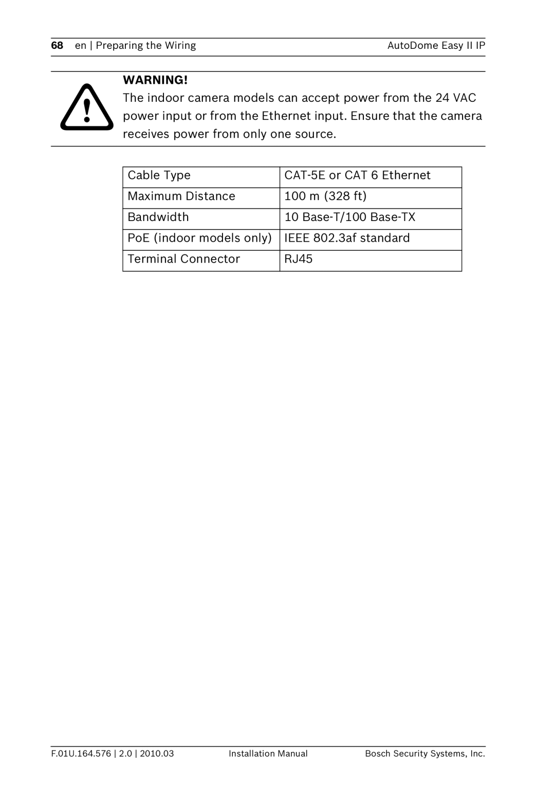 Bosch Appliances VEZ installation manual En Preparing the Wiring AutoDome Easy II IP 