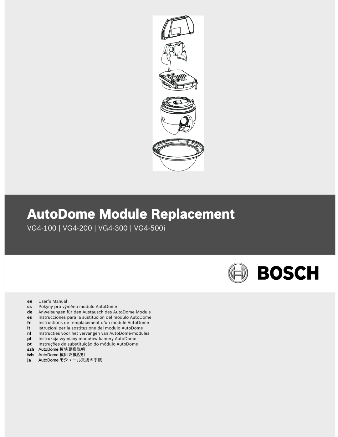 Bosch Appliances user manual AutoDome Modular Camera System, VG4-100Series, en User’s Manual 