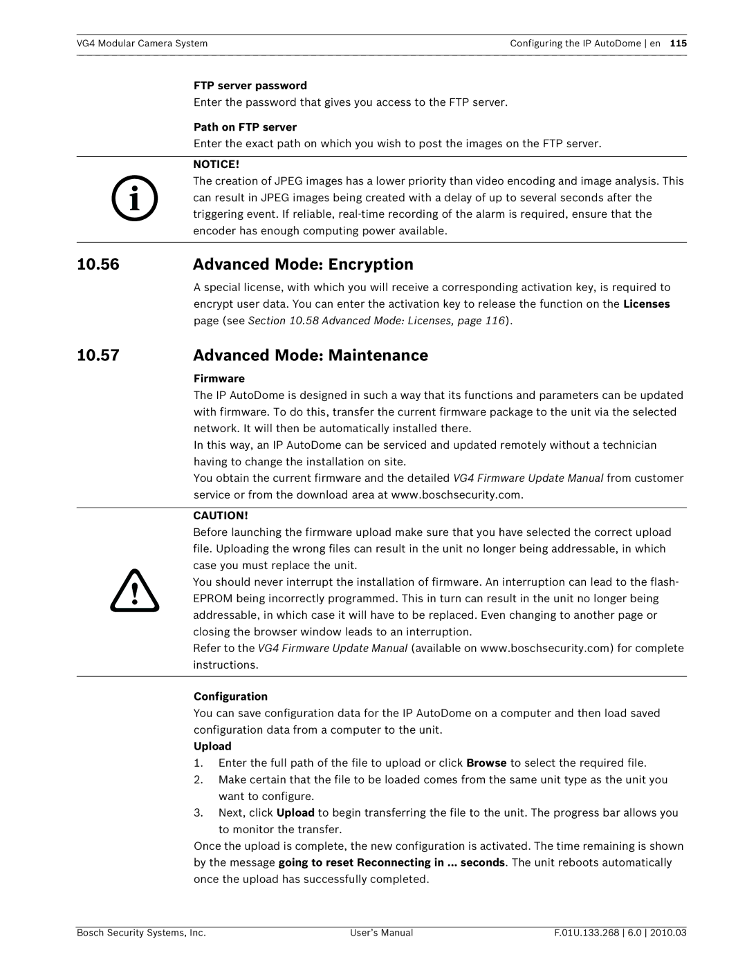 Bosch Appliances VG4-500I, VG4-200, VG4-300 user manual Advanced Mode Encryption, Advanced Mode Maintenance 