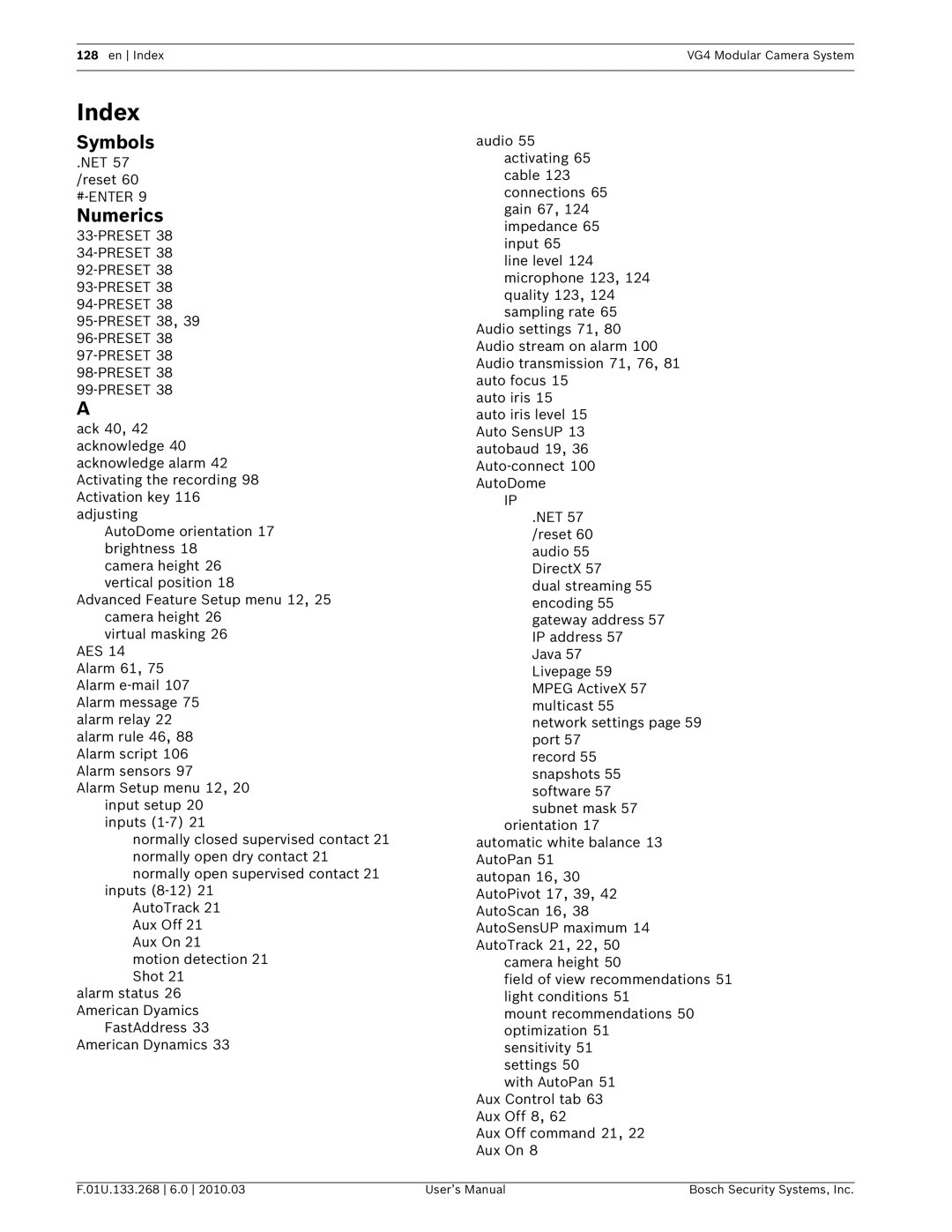 Bosch Appliances VG4-200, VG4-300, VG4-500I user manual Index, Numerics 