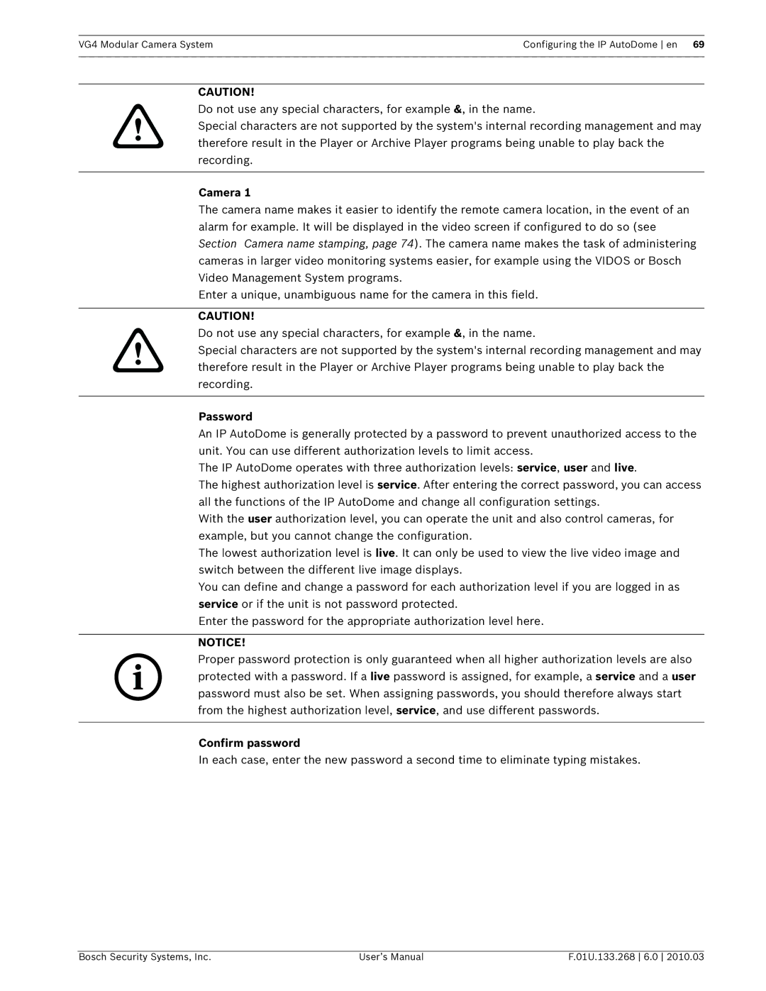 Bosch Appliances VG4-300, VG4-200, VG4-500I user manual Password, Confirm password 