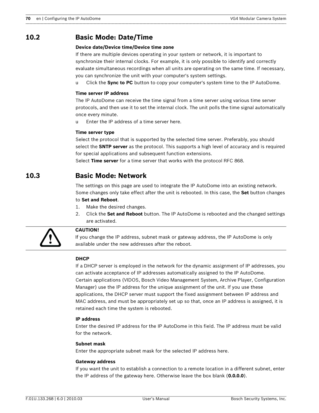 Bosch Appliances VG4-500I, VG4-200, VG4-300 user manual Basic Mode Date/Time, Basic Mode Network, Dhcp 