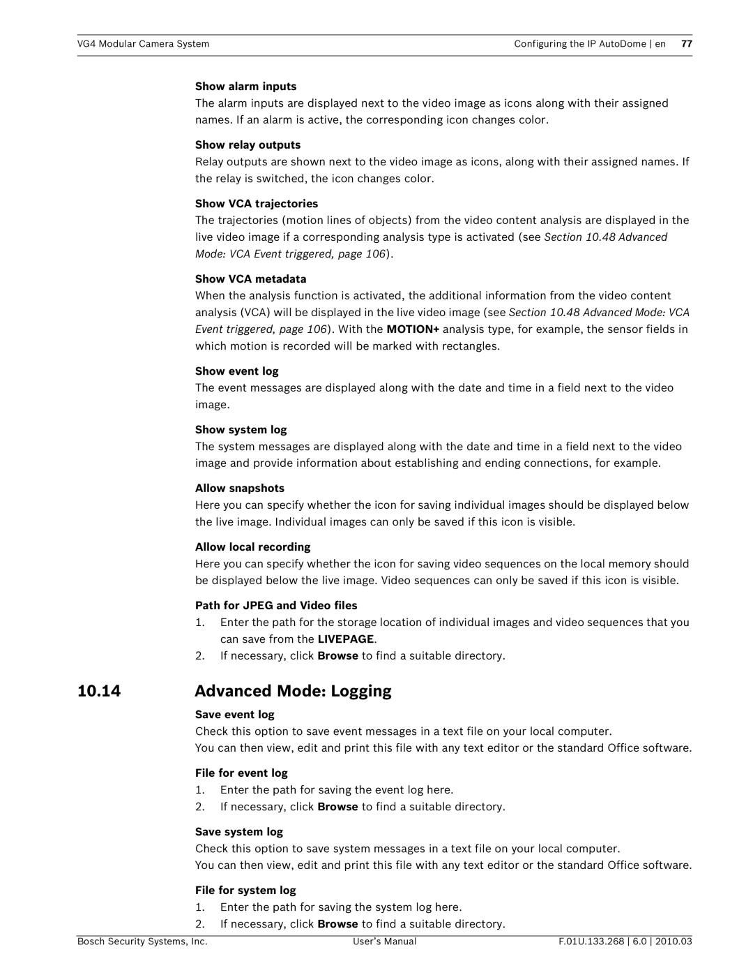 Bosch Appliances VG4-200, VG4-300, VG4-500I user manual Advanced Mode Logging 