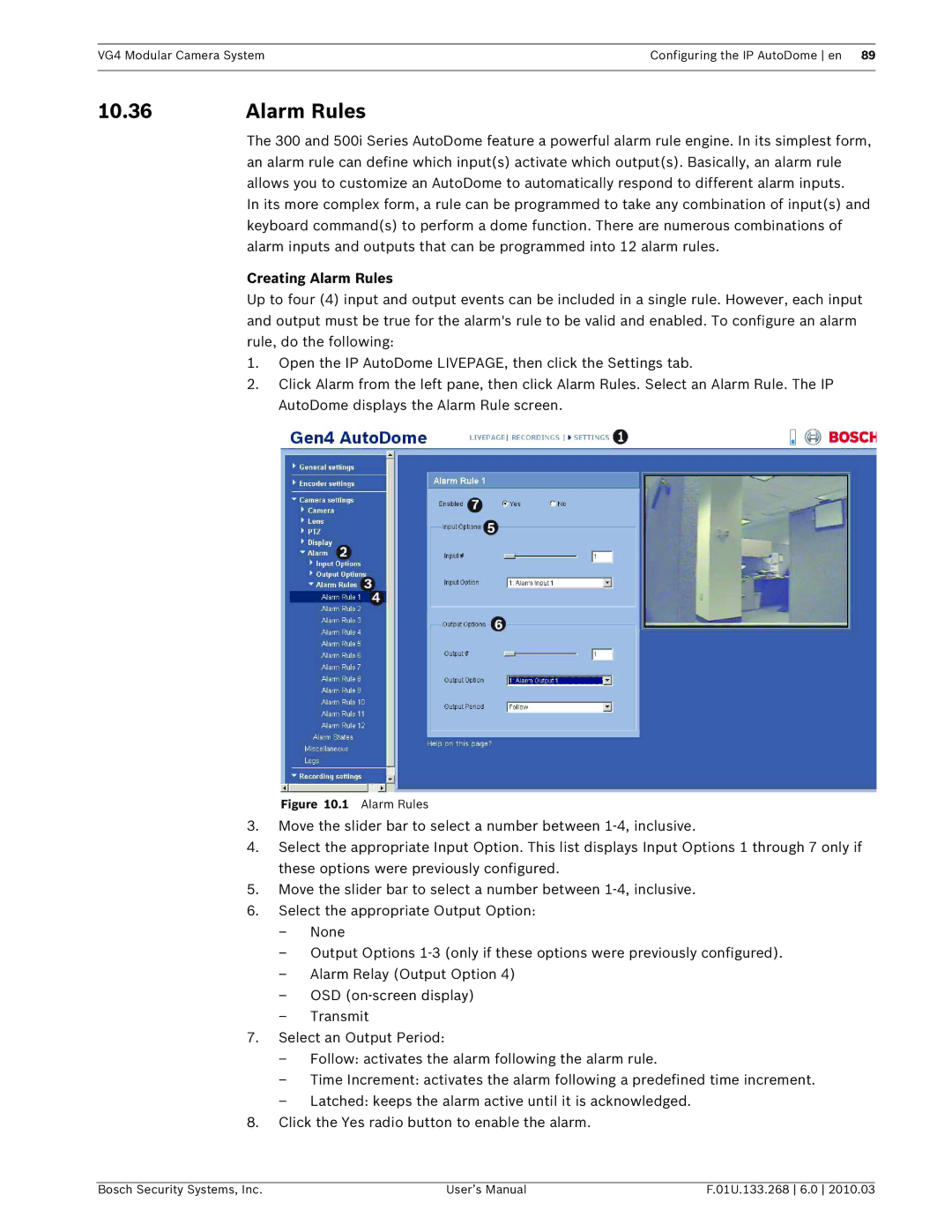 Bosch Appliances VG4-200, VG4-300, VG4-500I user manual 10.36Alarm Rules, Creating Alarm Rules 