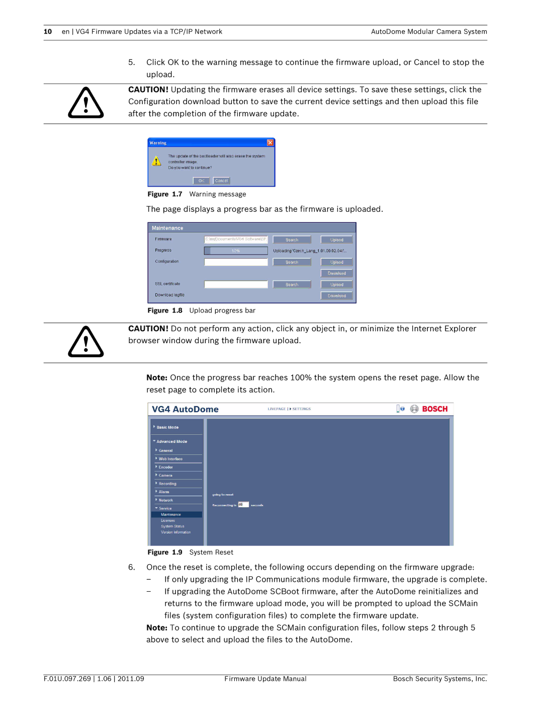 Bosch Appliances VG4 manual Upload progress bar 