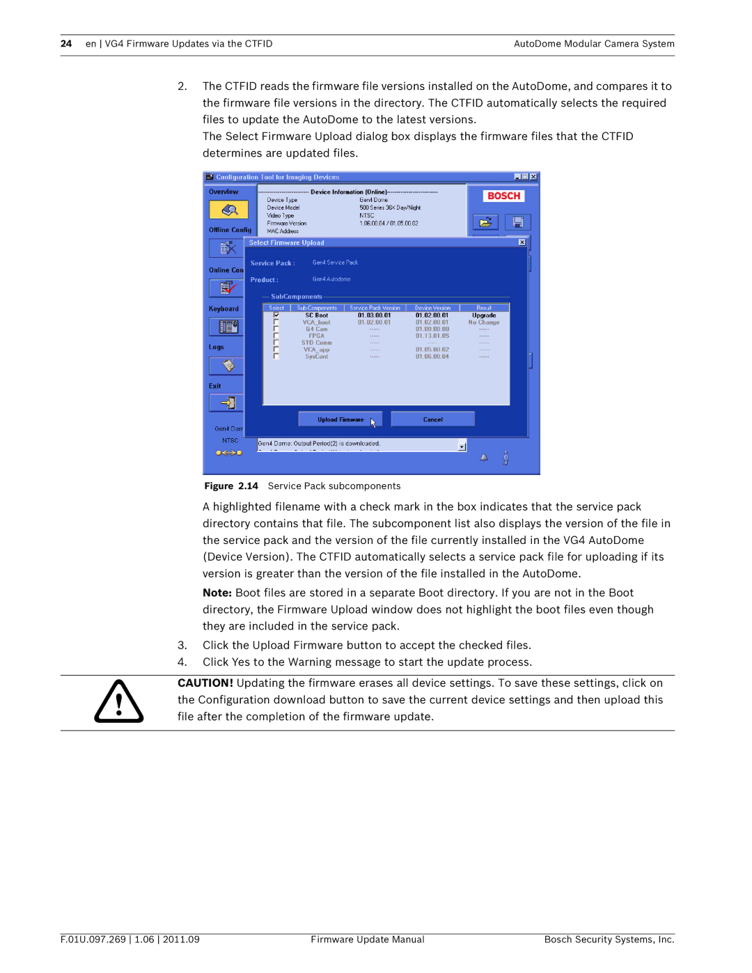 Bosch Appliances VG4 manual Service Pack subcomponents 