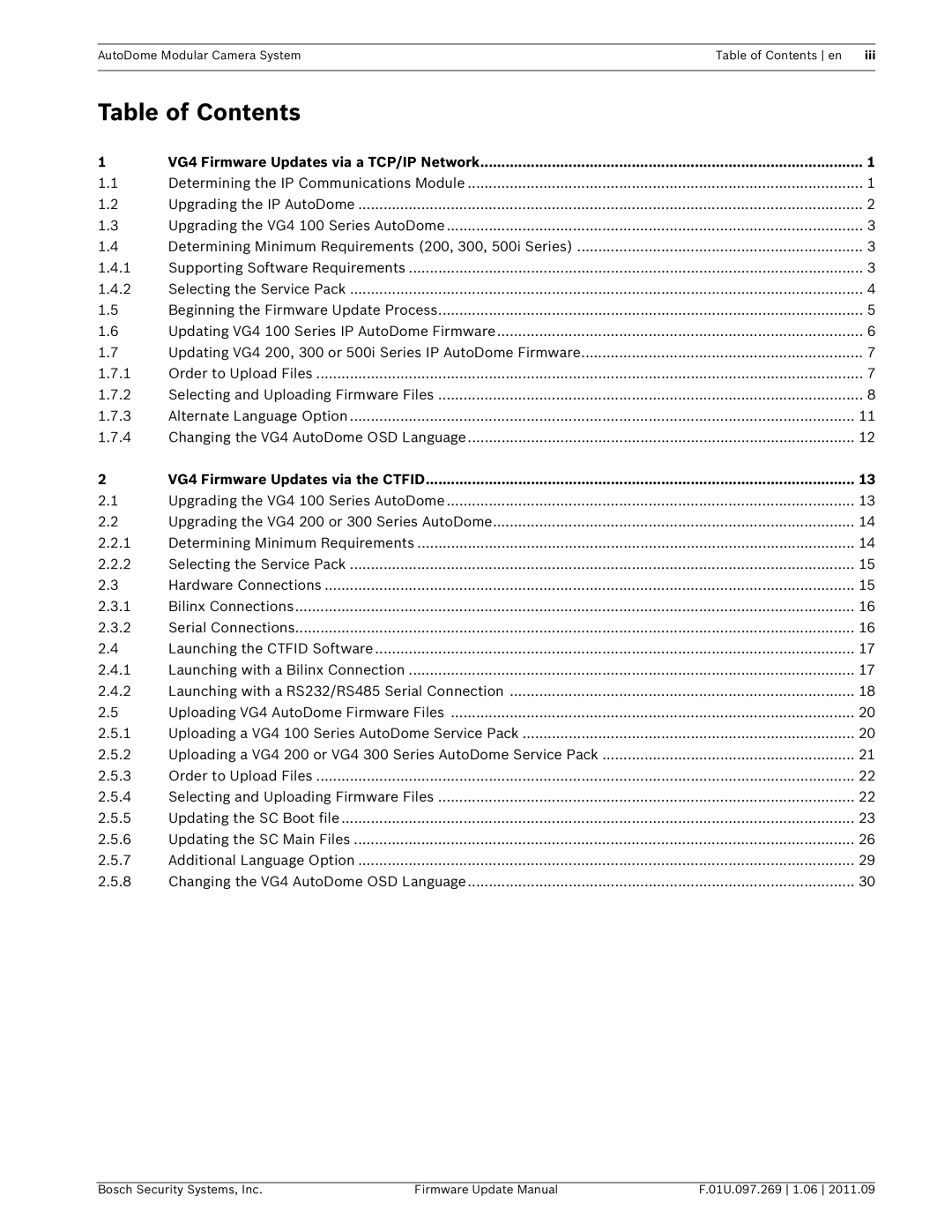 Bosch Appliances VG4 manual Table of Contents 