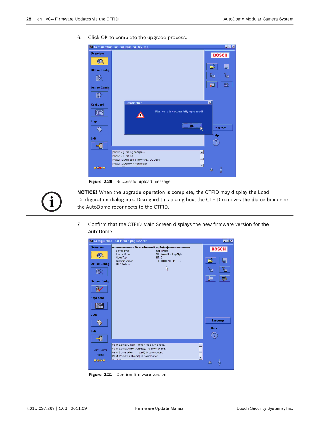 Bosch Appliances VG4 manual Click OK to complete the upgrade process 