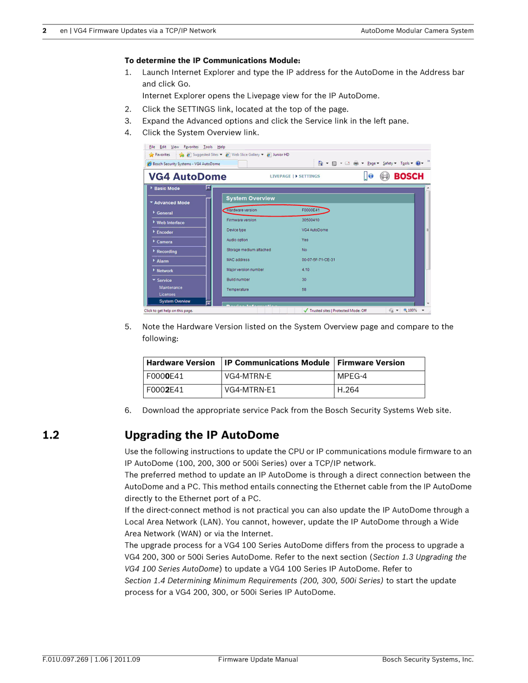 Bosch Appliances VG4 manual 2Upgrading the IP AutoDome, To determine the IP Communications Module 