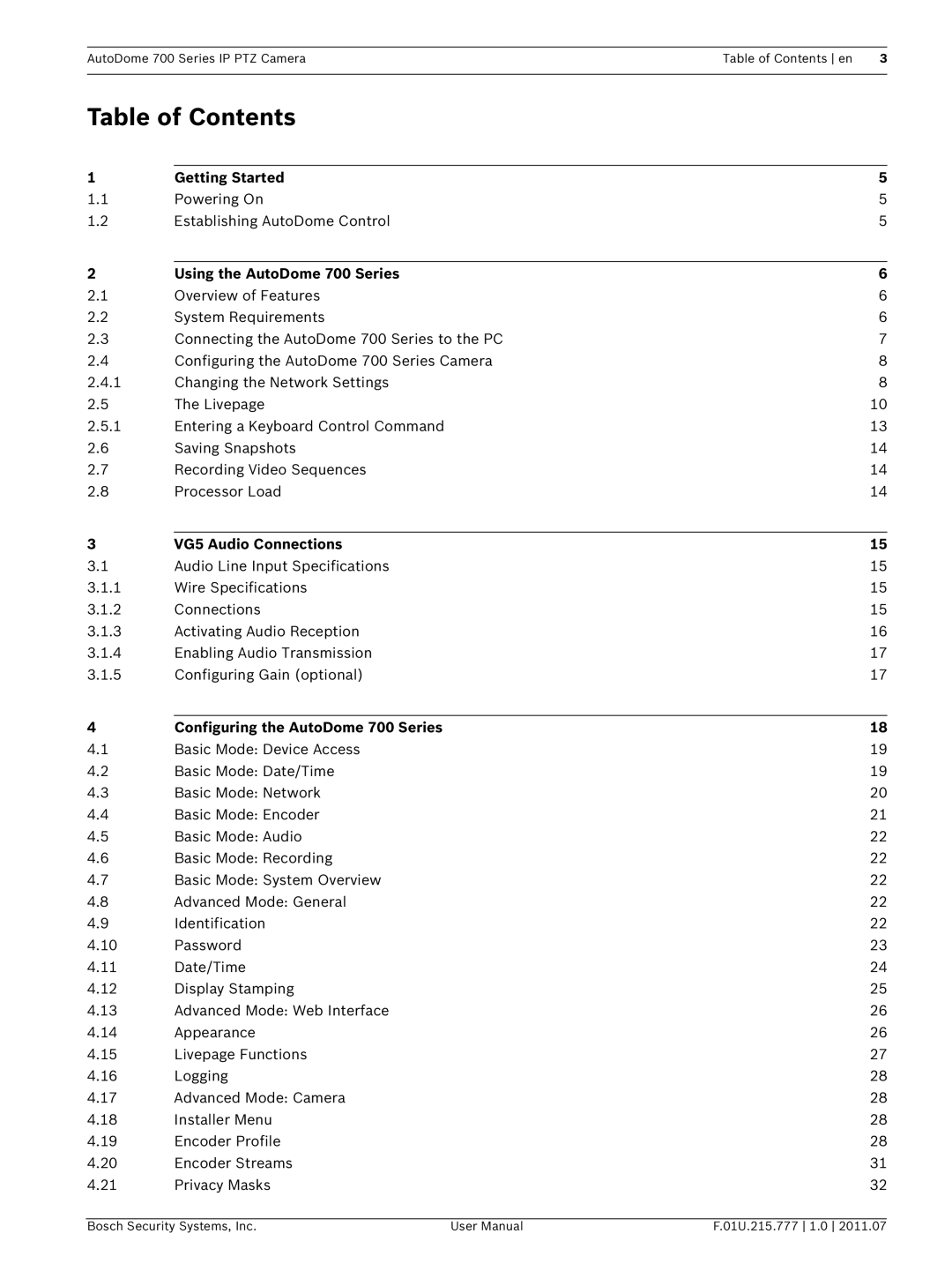 Bosch Appliances VG5 700 series user manual Table of Contents 