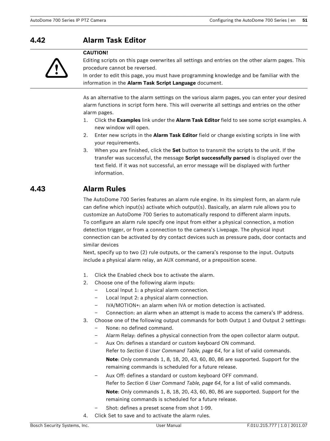 Bosch Appliances VG5 700 series user manual Alarm Task Editor, Alarm Rules 