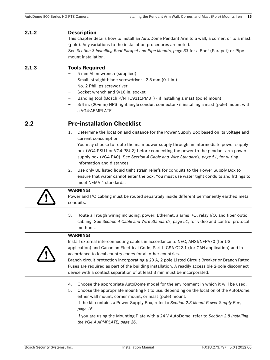 Bosch Appliances VG5 800 SERIES installation manual Pre-installation Checklist, Description, Tools Required 