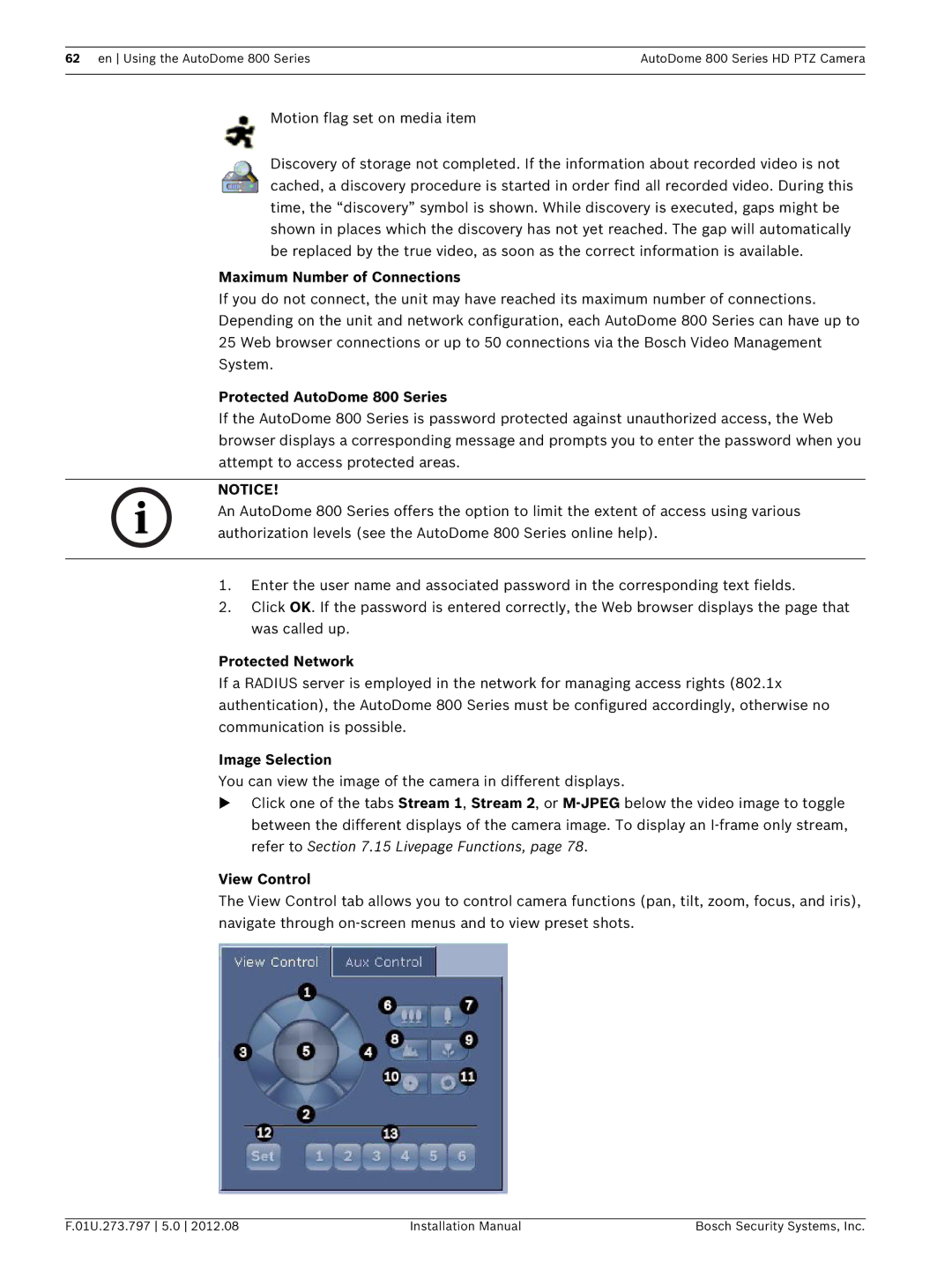 Bosch Appliances VG5 800 SERIES Maximum Number of Connections, Protected AutoDome 800 Series, Protected Network 