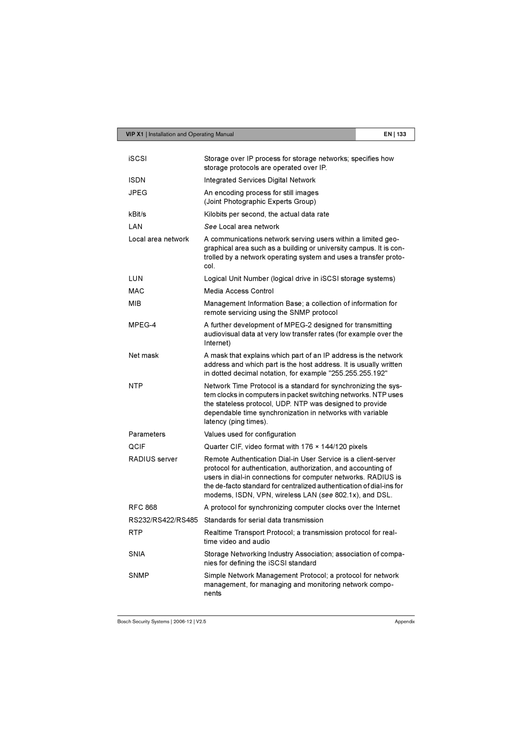 Bosch Appliances VIP X1 manual Isdn 