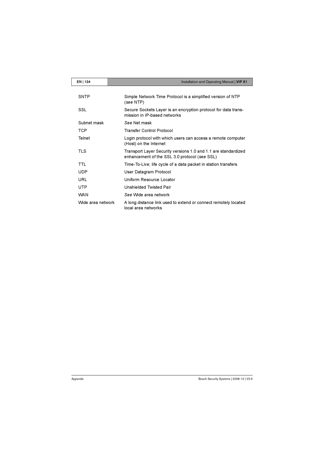 Bosch Appliances VIP X1 manual Sntp 