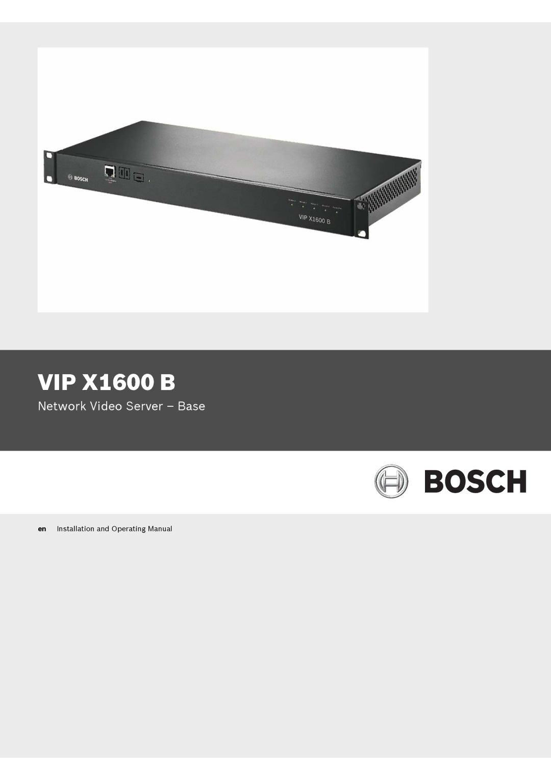 Bosch Appliances VIP X1600 B manual 