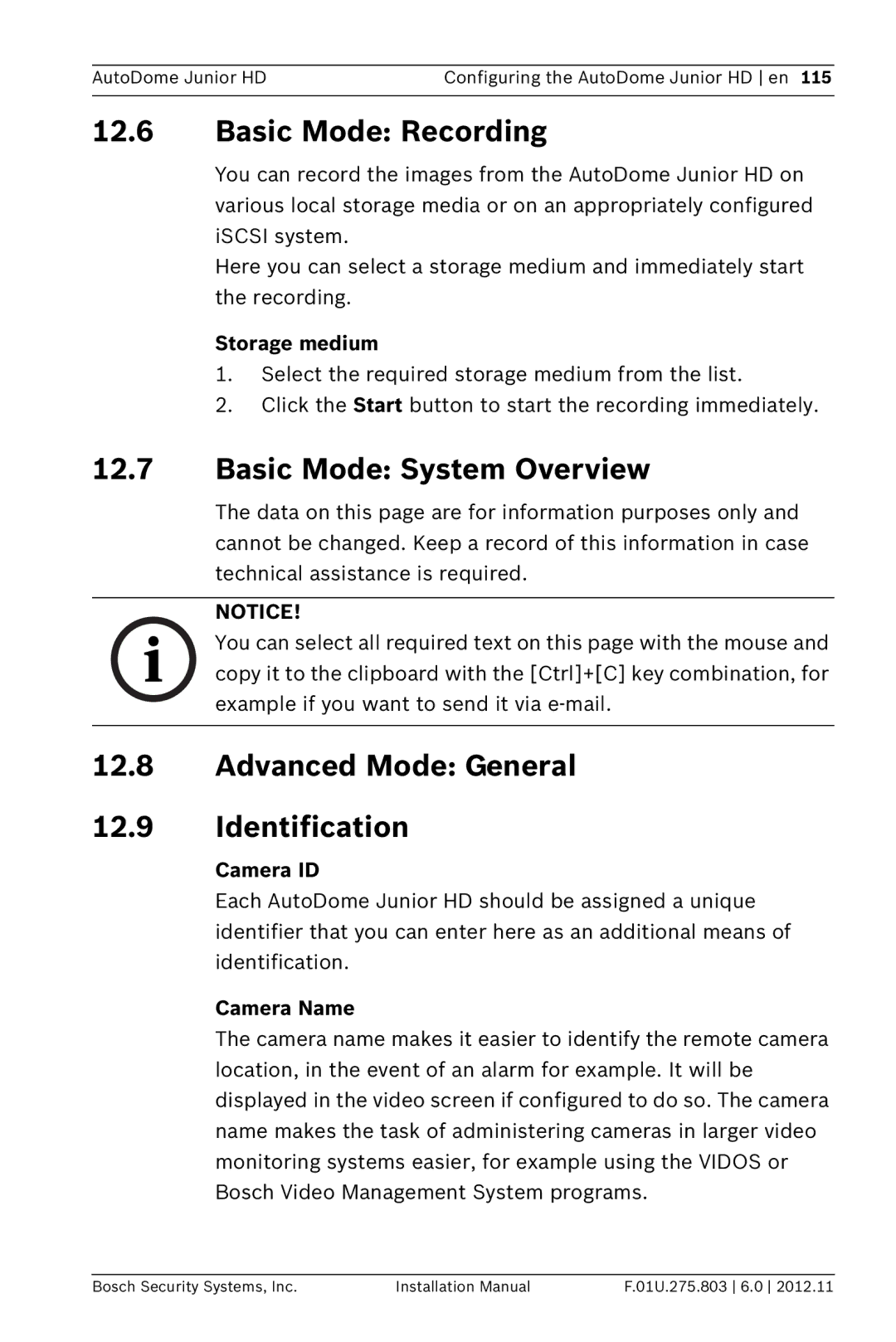 Bosch Appliances VJR SERIES Basic Mode Recording, Basic Mode System Overview, Advanced Mode General Identification 