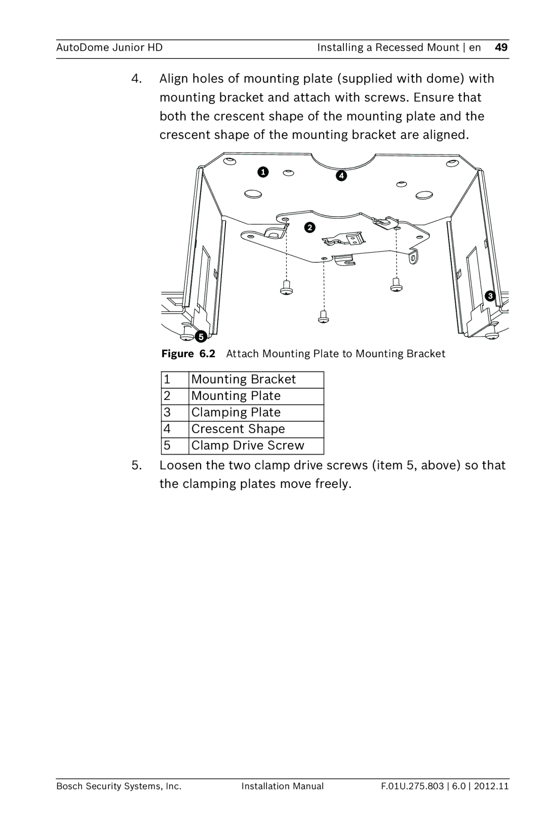 Bosch Appliances VJR SERIES installation manual Mounting Bracket 