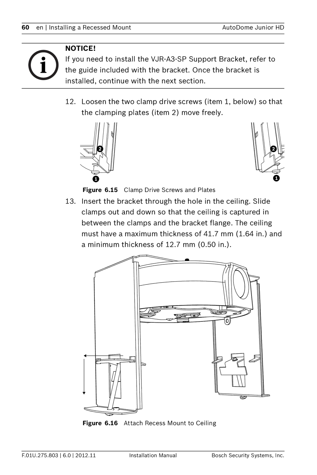 Bosch Appliances VJR SERIES installation manual Clamp Drive Screws and Plates 