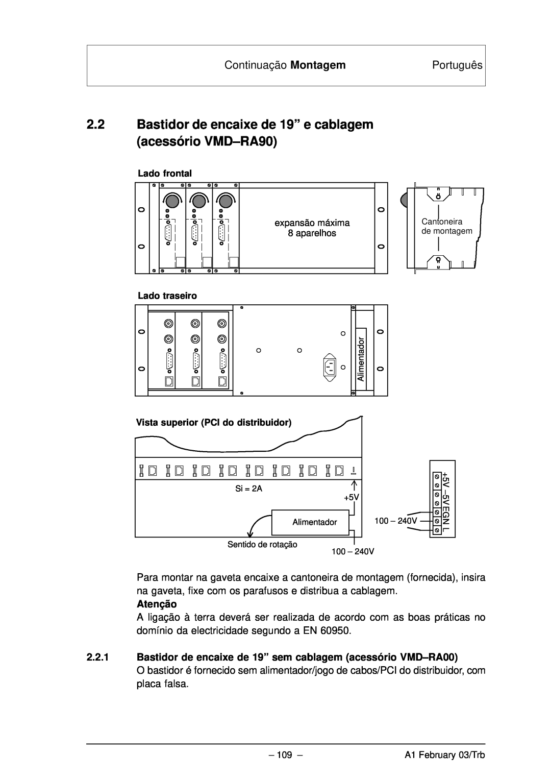 Bosch Appliances VMD01 M50 PAL, VMD01 M60 NTSC manual Continuação Montagem, Português, Atenção, Lado frontal, Lado traseiro 