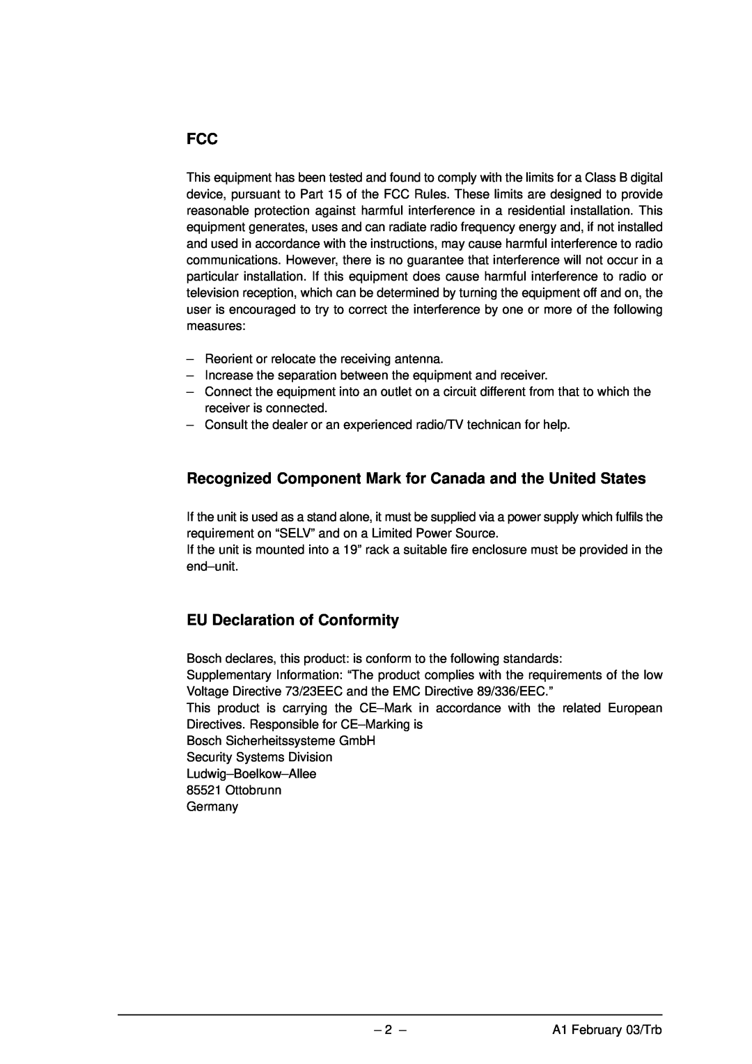 Bosch Appliances VMD01 M60 NTSC, VMD01 M50 PAL manual EU Declaration of Conformity 