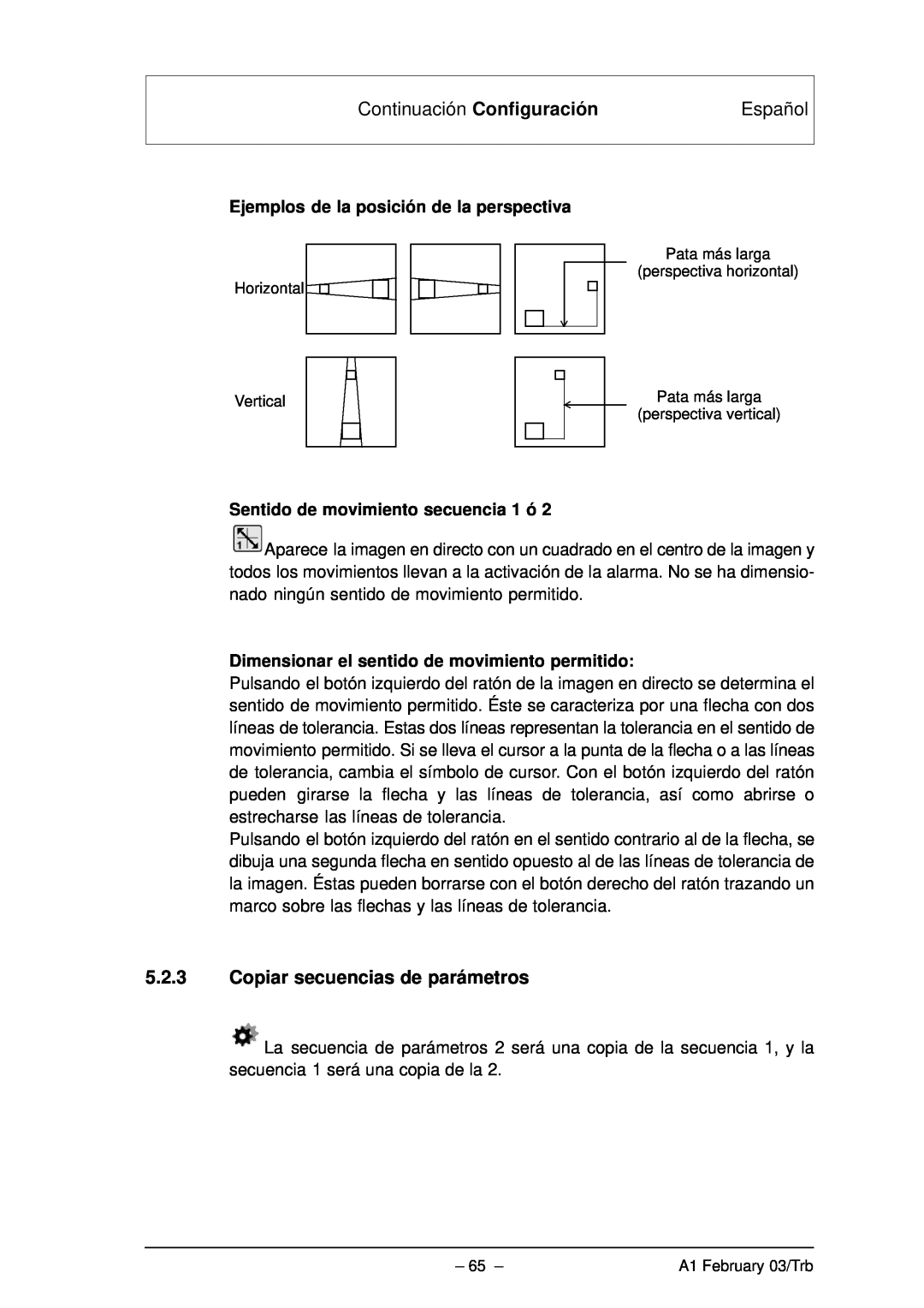 Bosch Appliances VMD01 M50 PAL manual Continuación Configuración, Español, Ejemplos de la posición de la perspectiva 