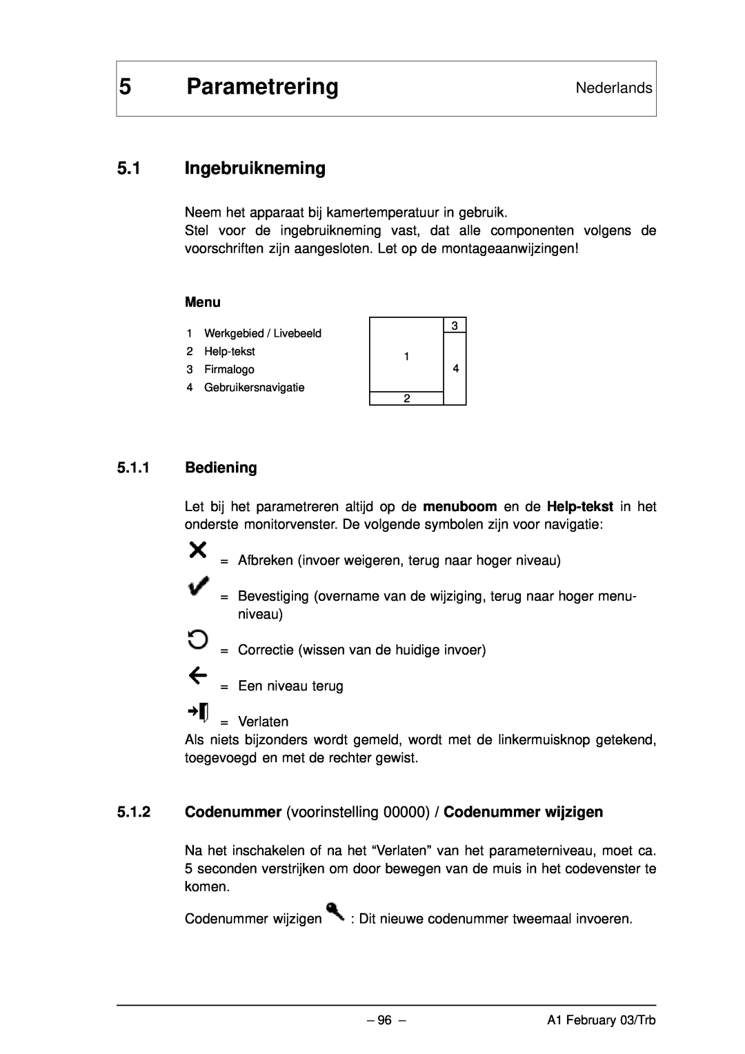 Bosch Appliances VMD01 M60 NTSC, VMD01 M50 PAL manual Parametrering, 5.1Ingebruikneming, Nederlands, Menu 
