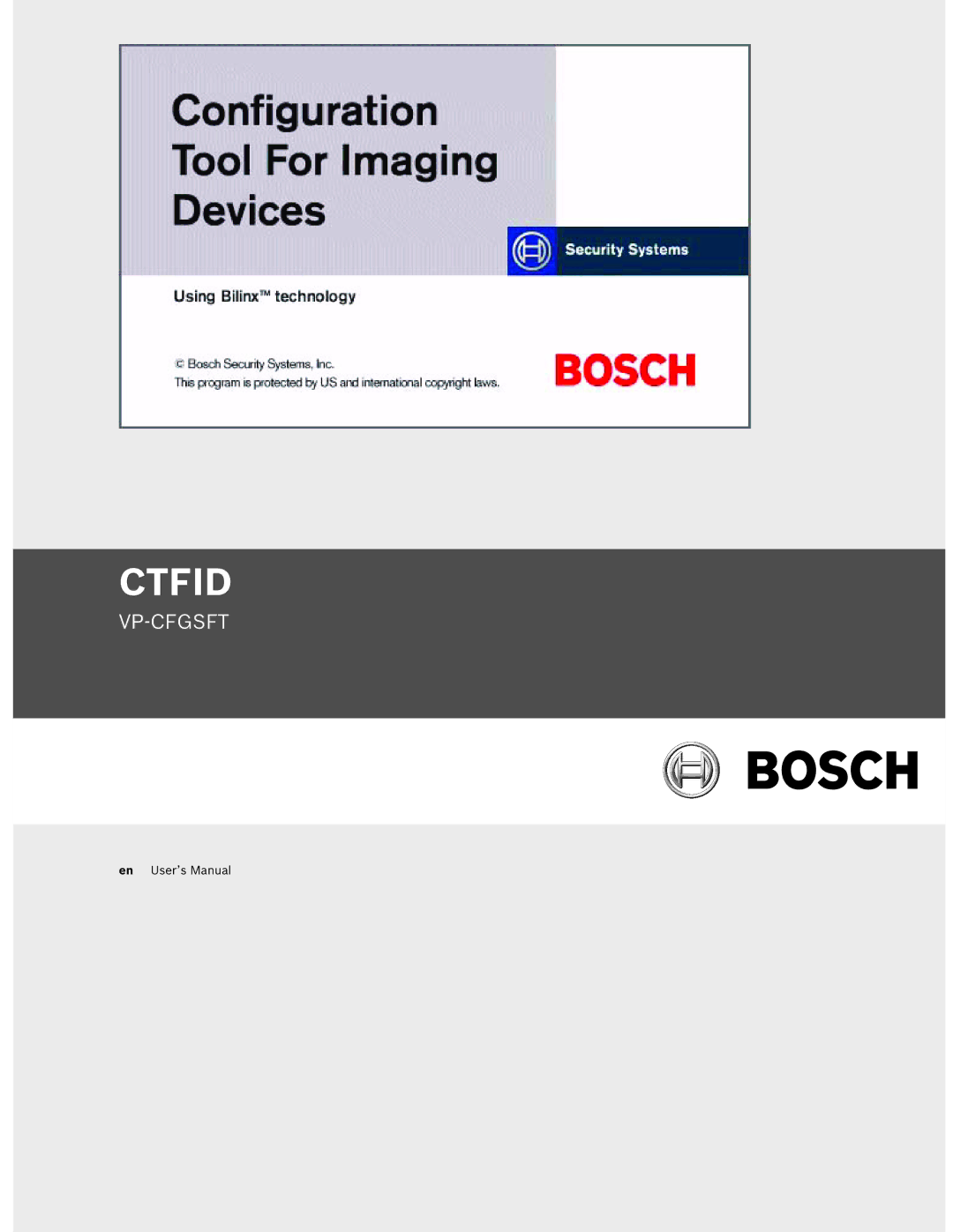 Bosch Appliances VP-CFGSFT user manual Ctfid 