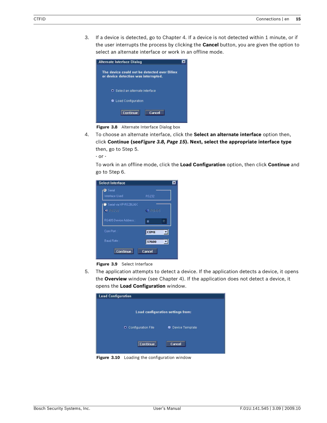 Bosch Appliances VP-CFGSFT user manual Alternate Interface Dialog box 