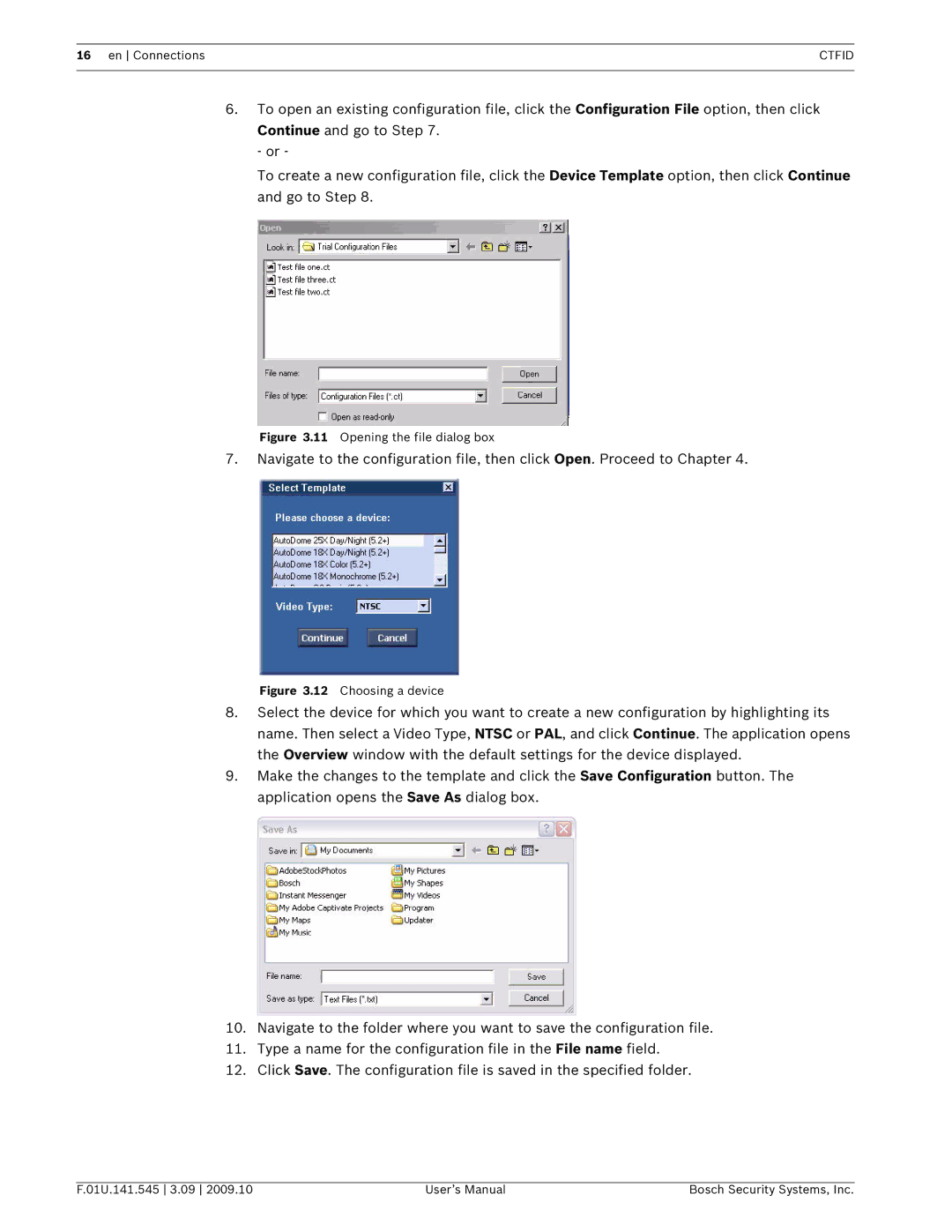 Bosch Appliances VP-CFGSFT user manual Opening the file dialog box 