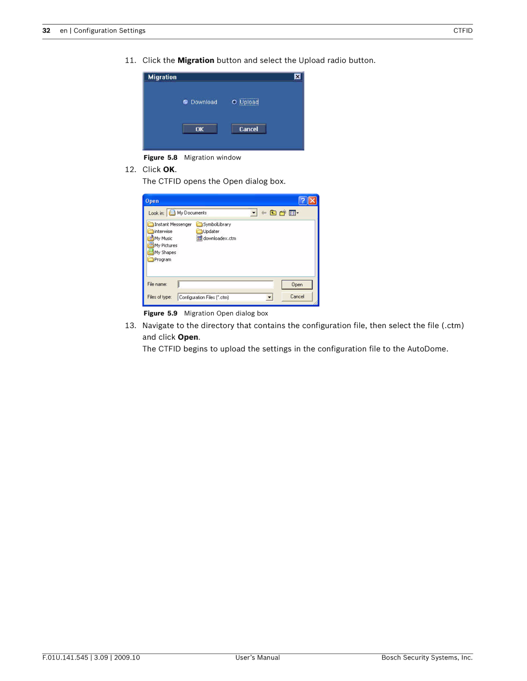 Bosch Appliances VP-CFGSFT user manual Click OK Ctfid opens the Open dialog box 