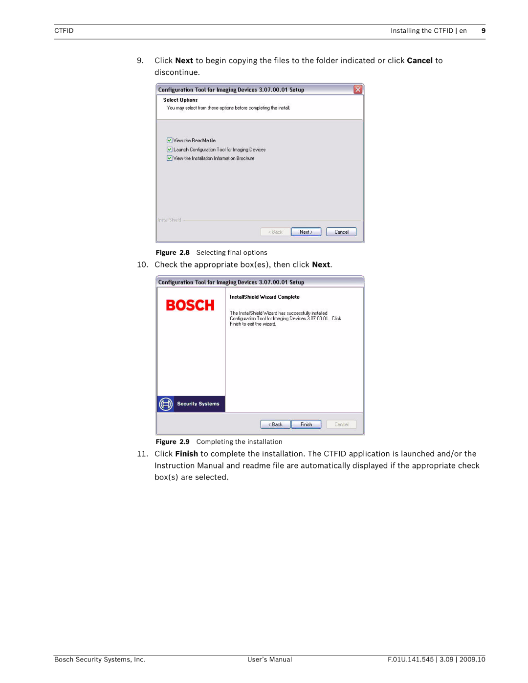 Bosch Appliances VP-CFGSFT user manual Check the appropriate boxes, then click Next 