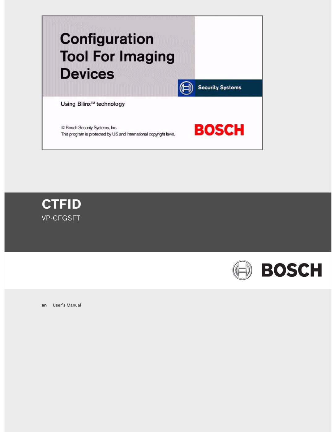 Bosch Appliances VP-CFGSFT user manual Ctfid, Vp-Cfgsft 