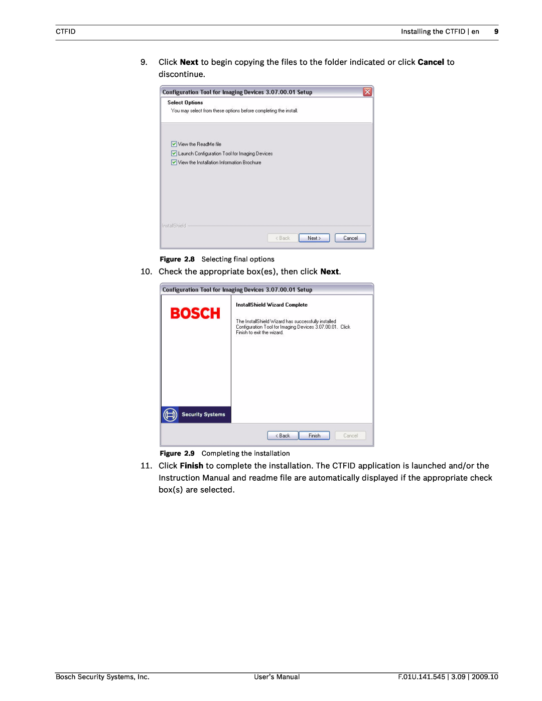 Bosch Appliances VP-CFGSFT user manual Check the appropriate boxes, then click Next 