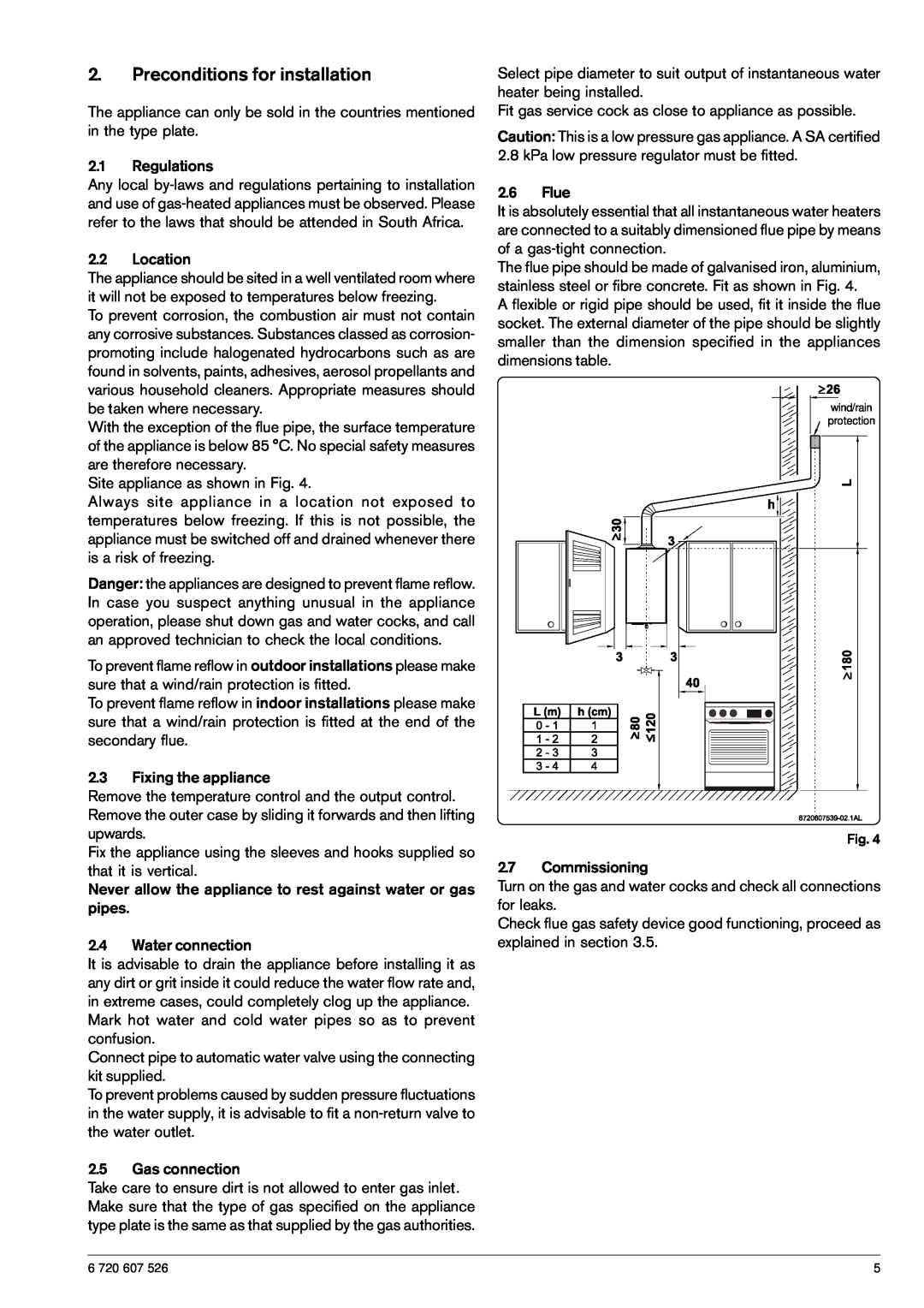 Bosch Appliances W18P, W14P, W11P manual Preconditions for installation 