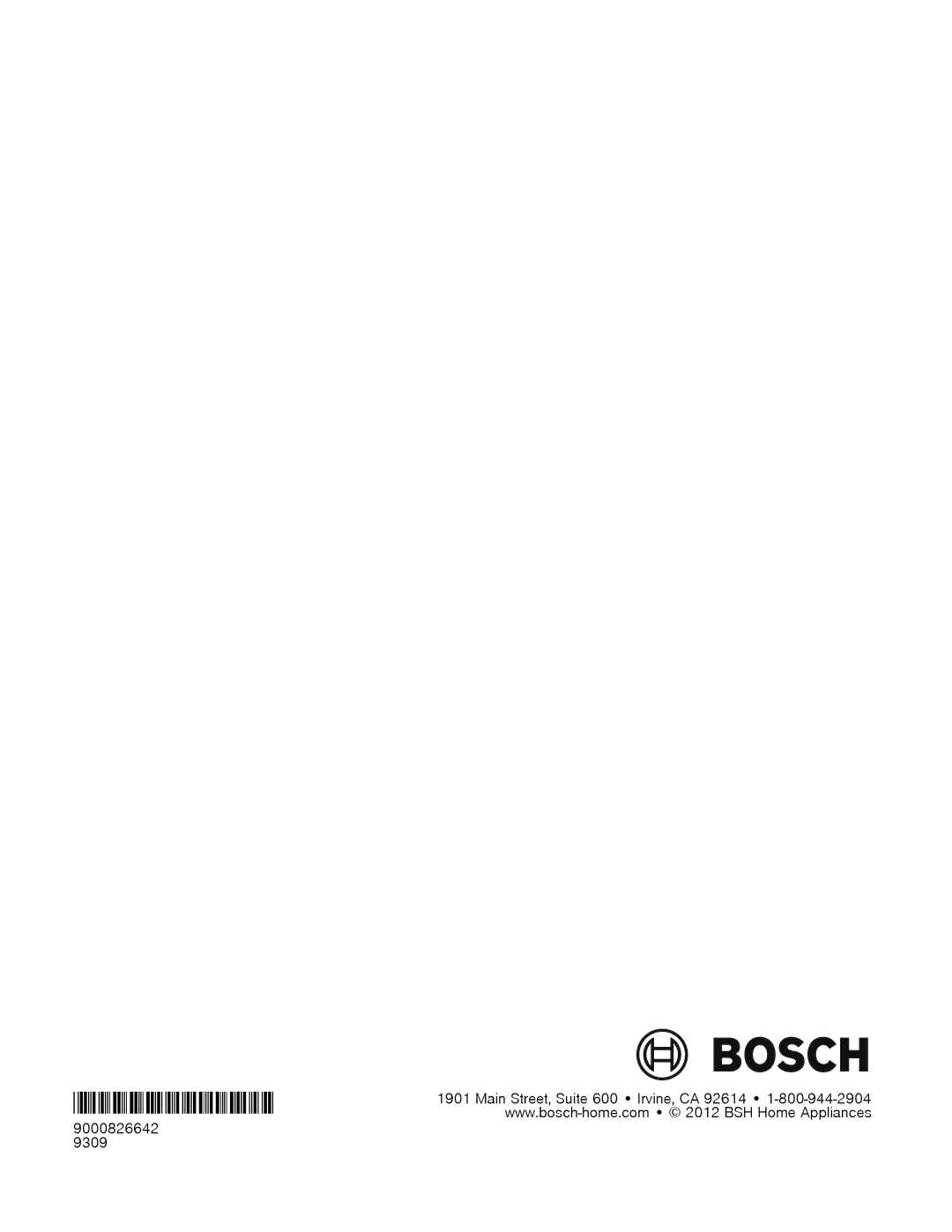 Bosch Appliances WAP24201UC manual 9000826642 