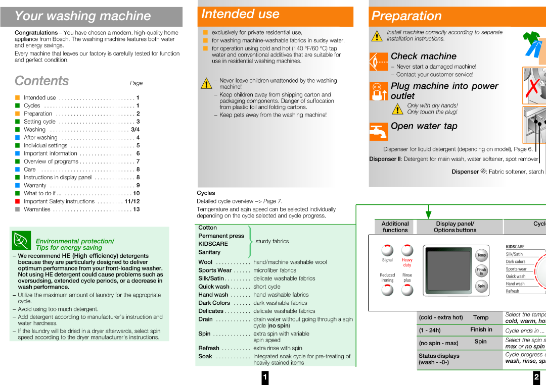 Bosch Appliances WAS24460UC manual 