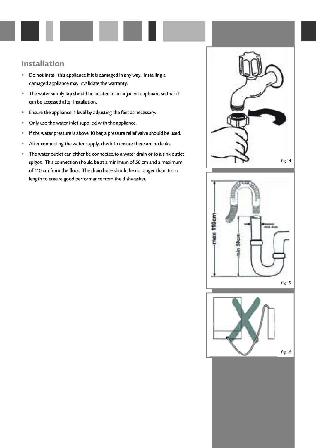 Bosch Appliances WC140 manual Installation 