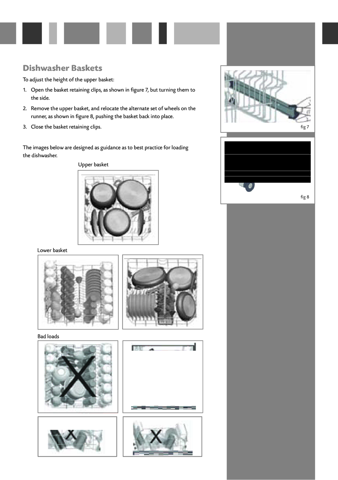 Bosch Appliances WC140 manual Dishwasher Baskets 