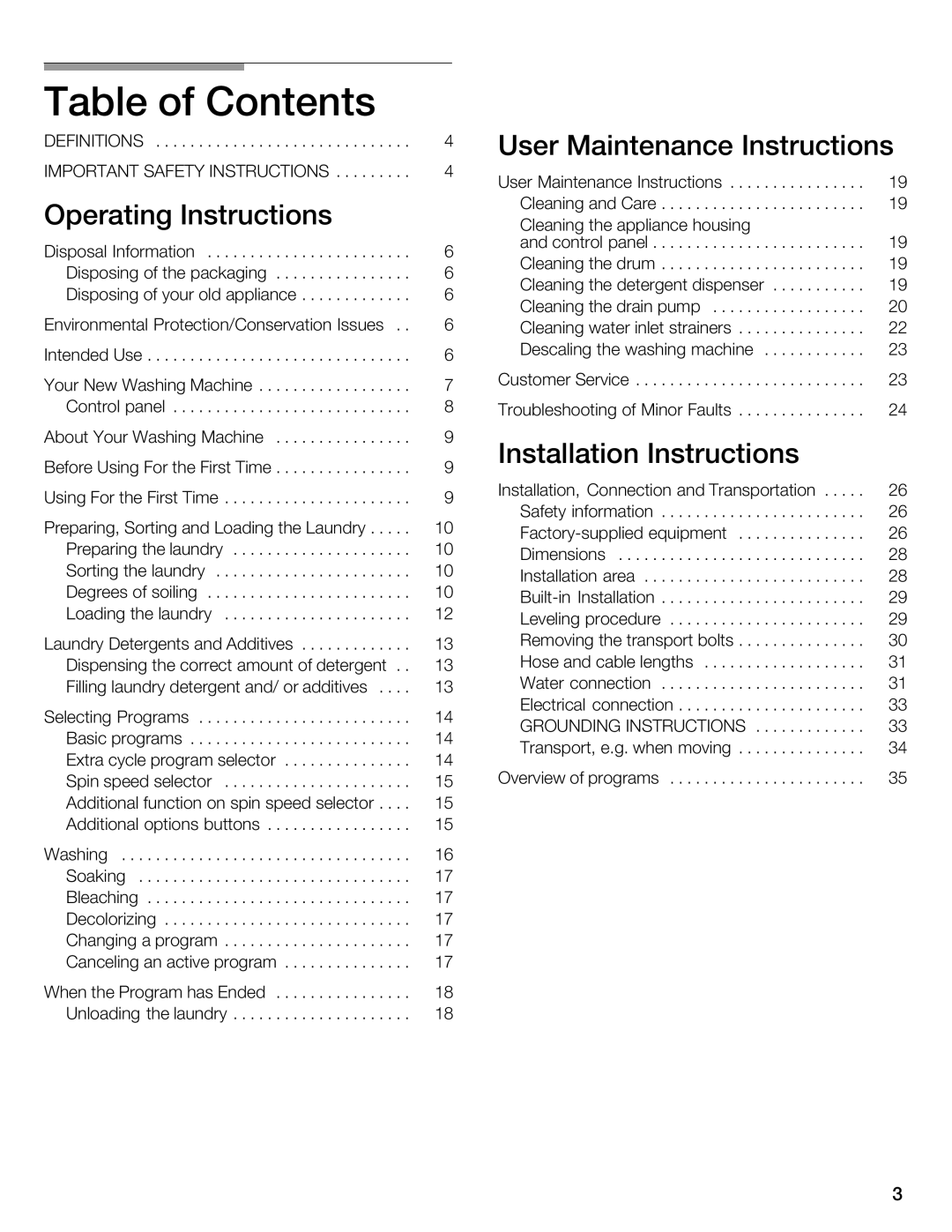 Bosch Appliances WFL 2090 manual Contents 