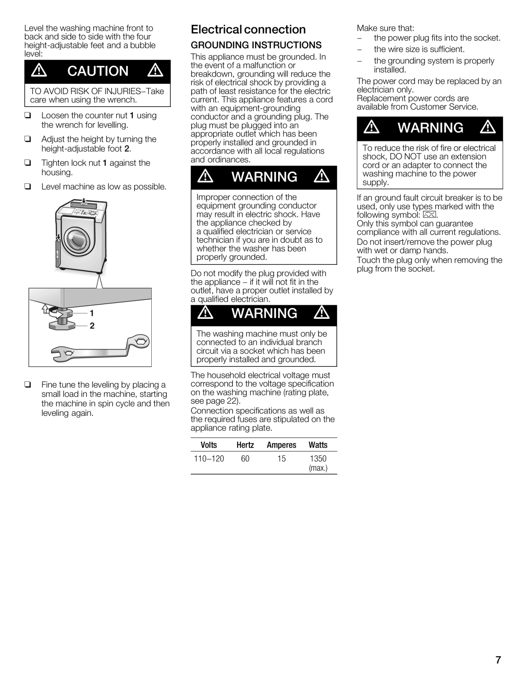 Bosch Appliances WFMC1001UC installation instructions 