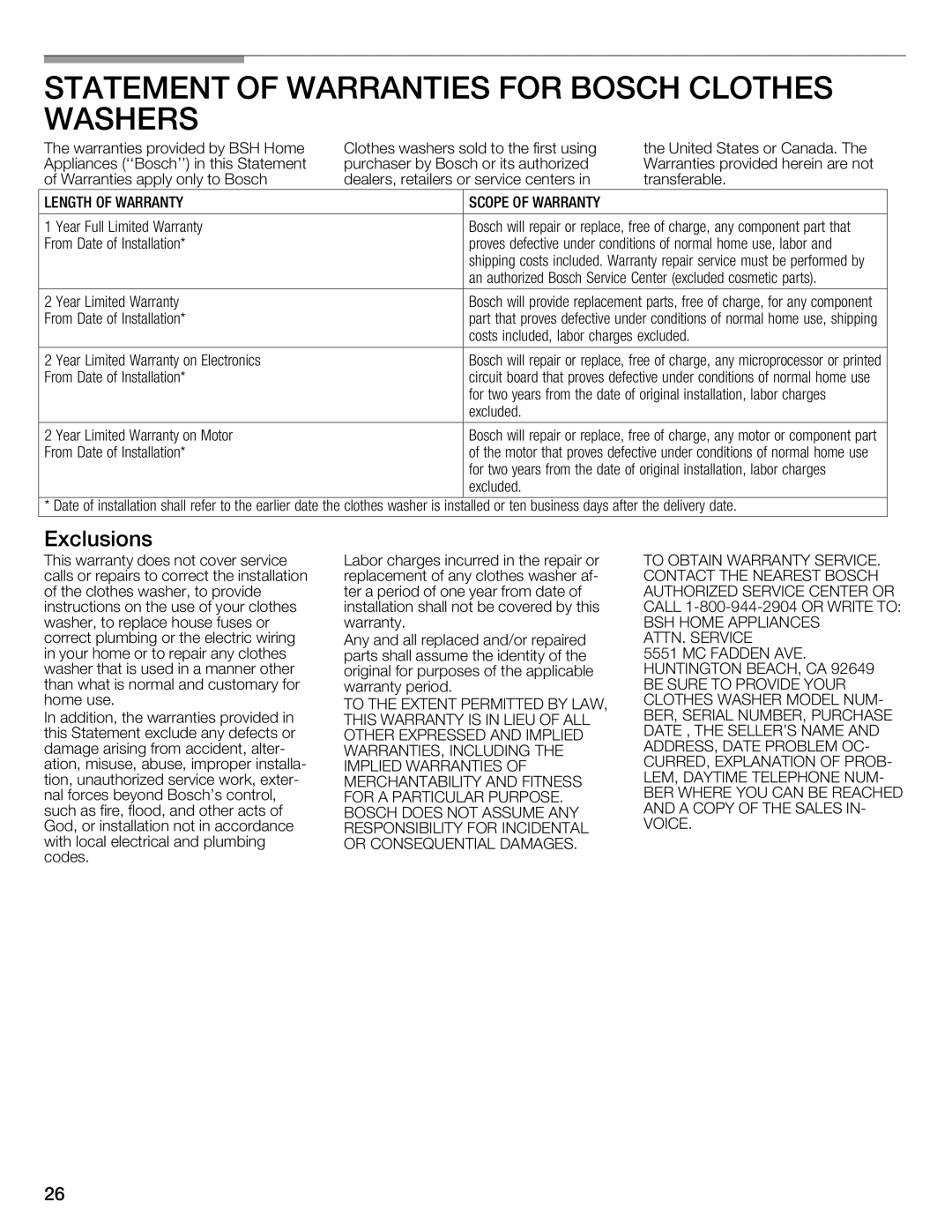 Bosch Appliances WFMC3301UC installation instructions 