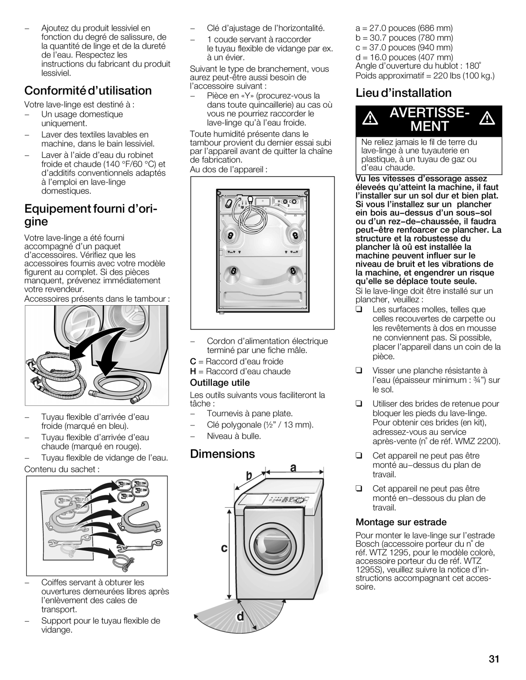 Bosch Appliances WFMC3301UC installation instructions 