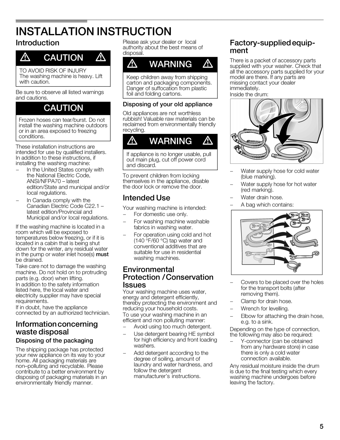 Bosch Appliances WFMC3301UC installation instructions 