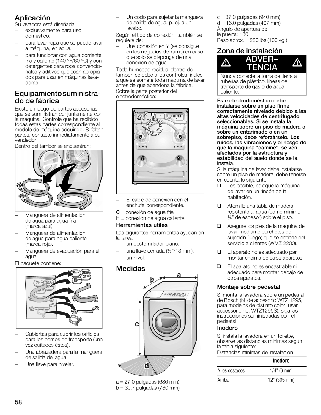 Bosch Appliances WFMC3301UC installation instructions 