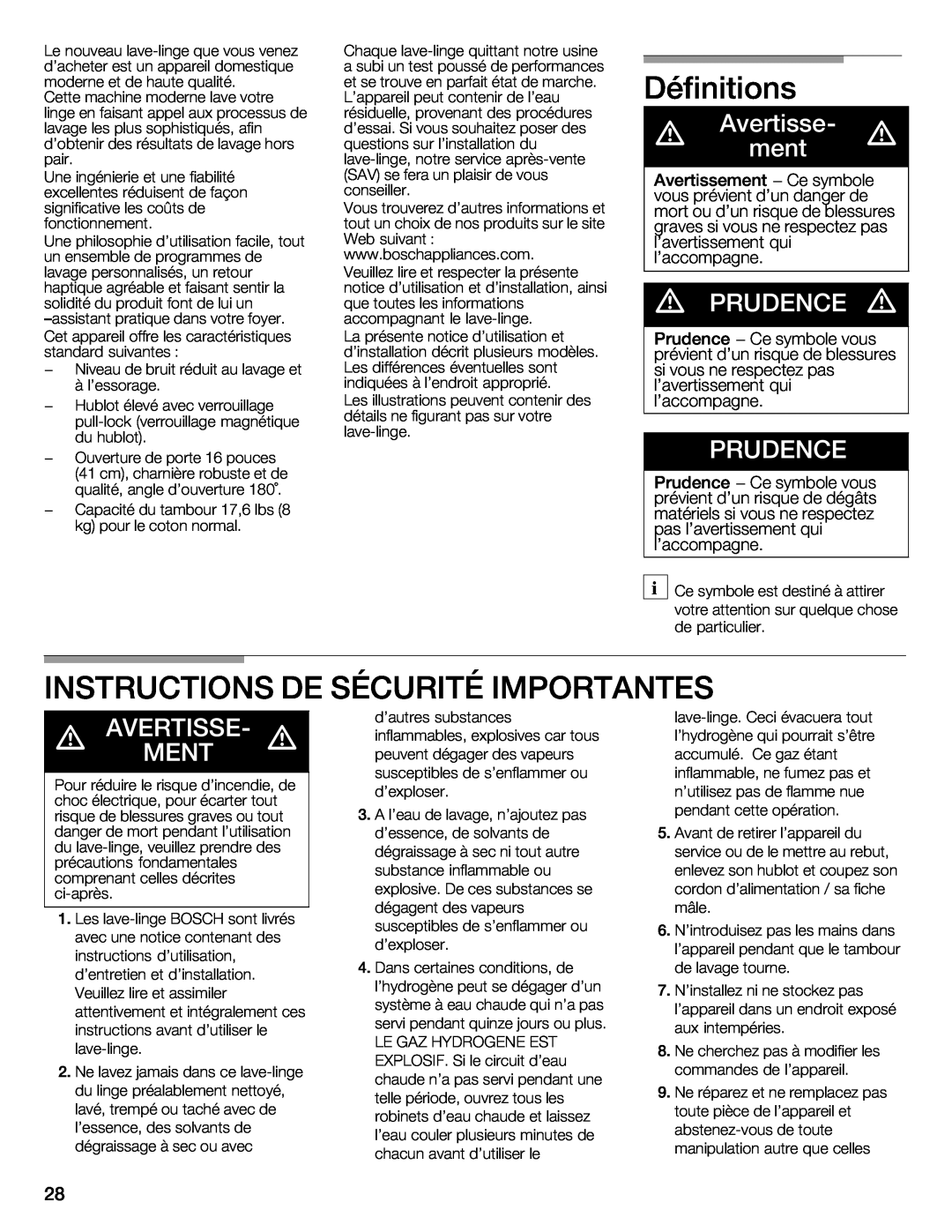 Bosch Appliances WFMC3301UC installation instructions d d d d 