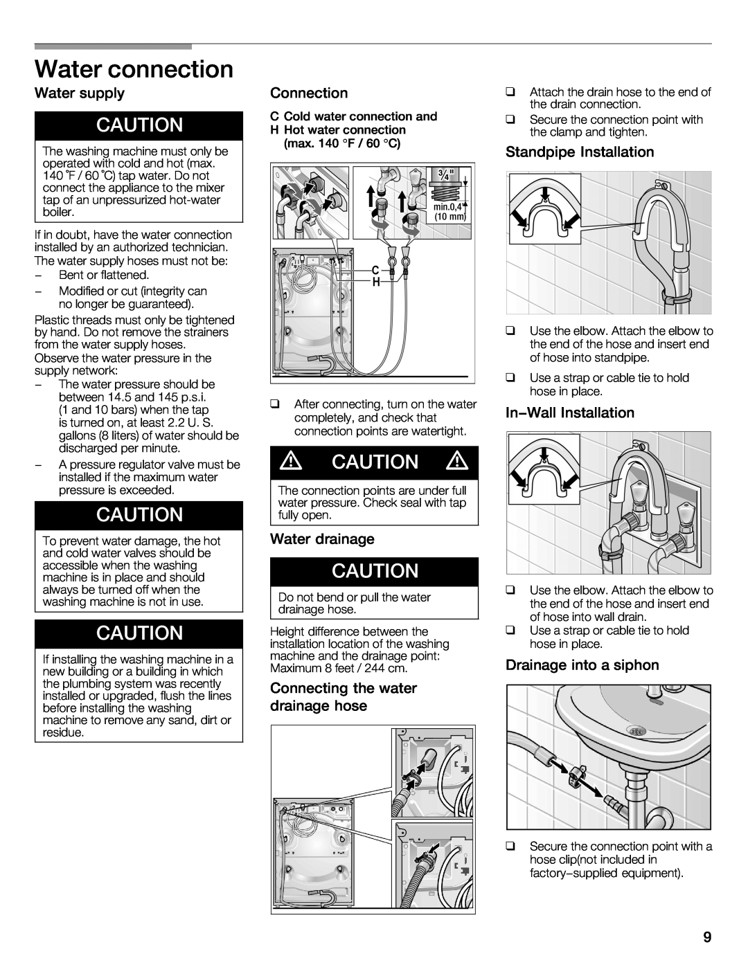 Bosch Appliances WFMC3301UC installation instructions q q q 