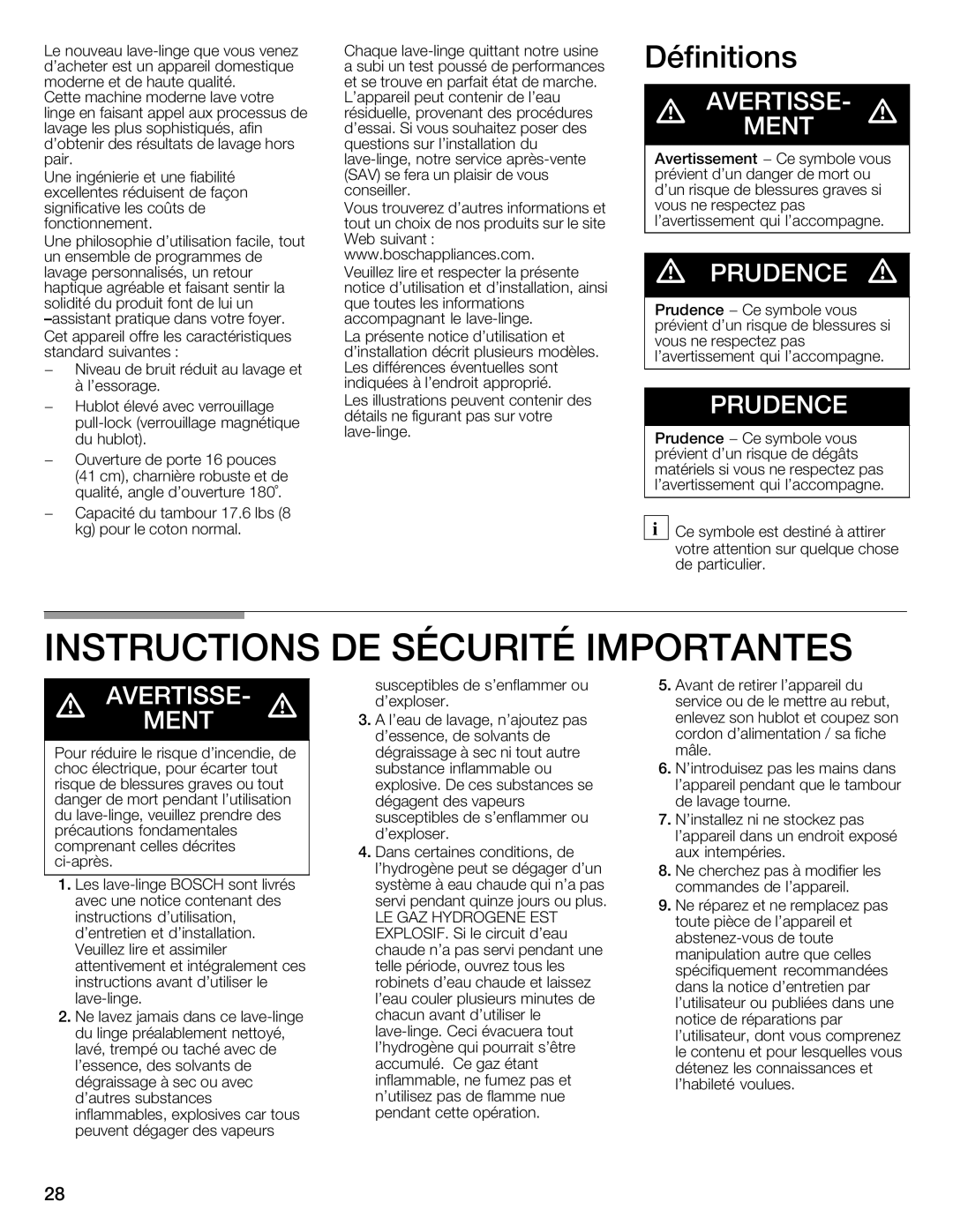 Bosch Appliances WFMC4301UC installation instructions 