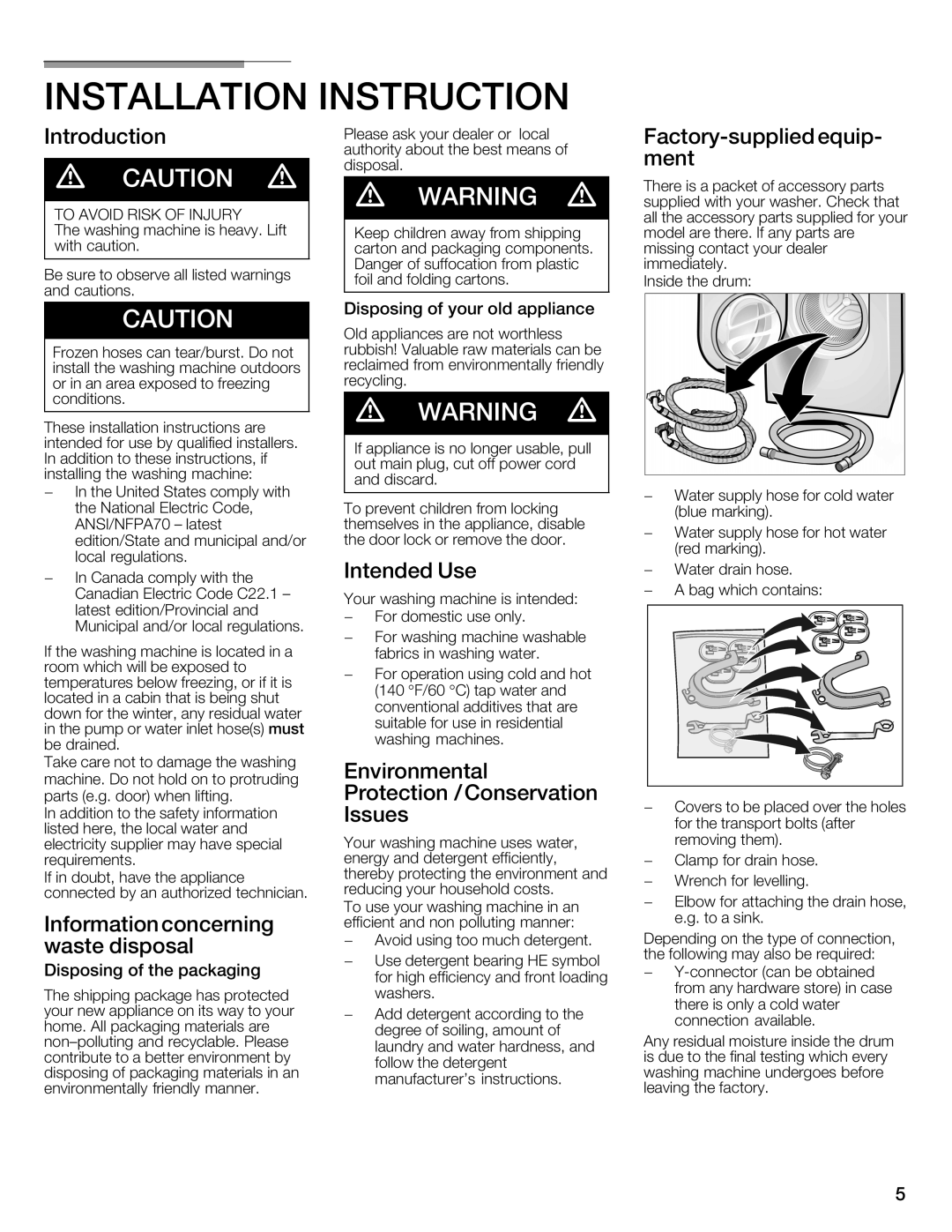 Bosch Appliances WFMC4301UC installation instructions 